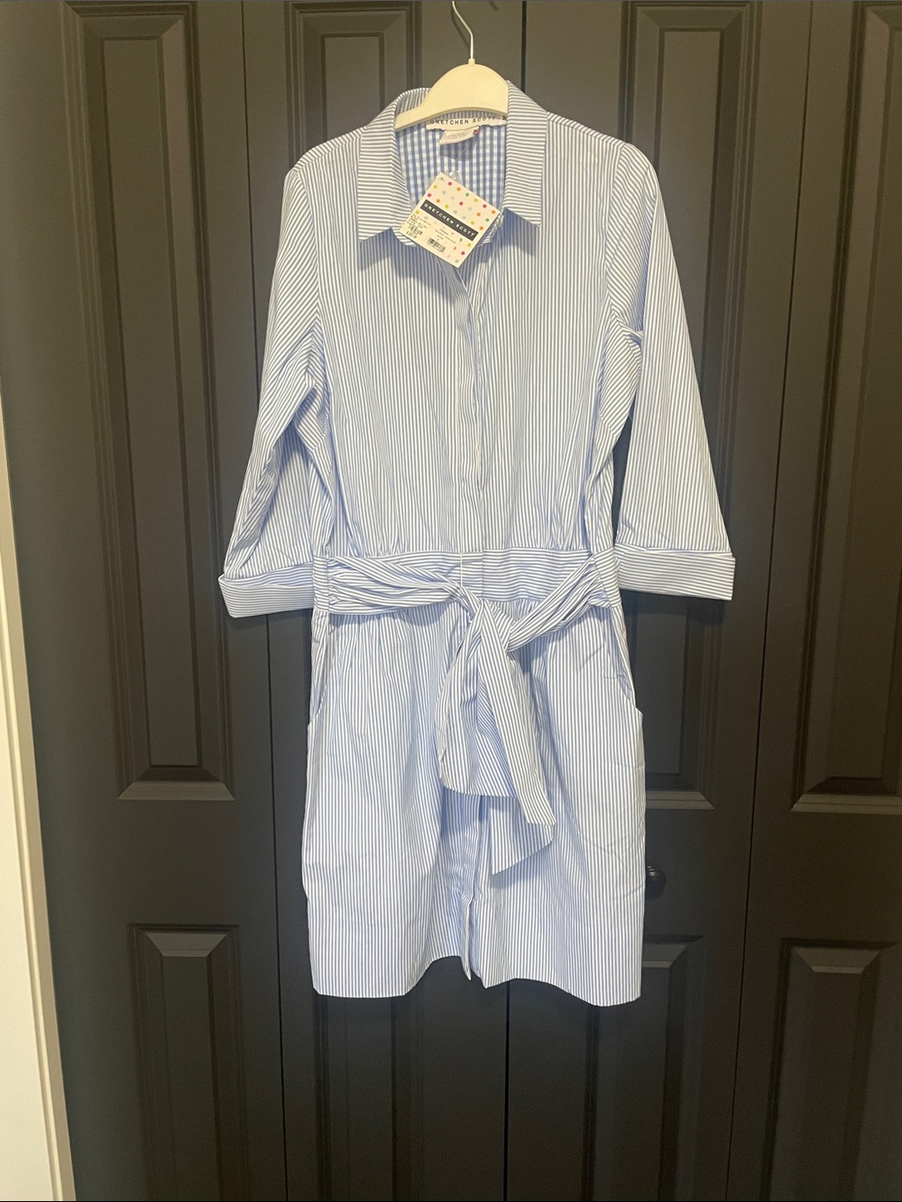 Gretchen Scott Light Blue & White Striped Beeezy Blouson Dress